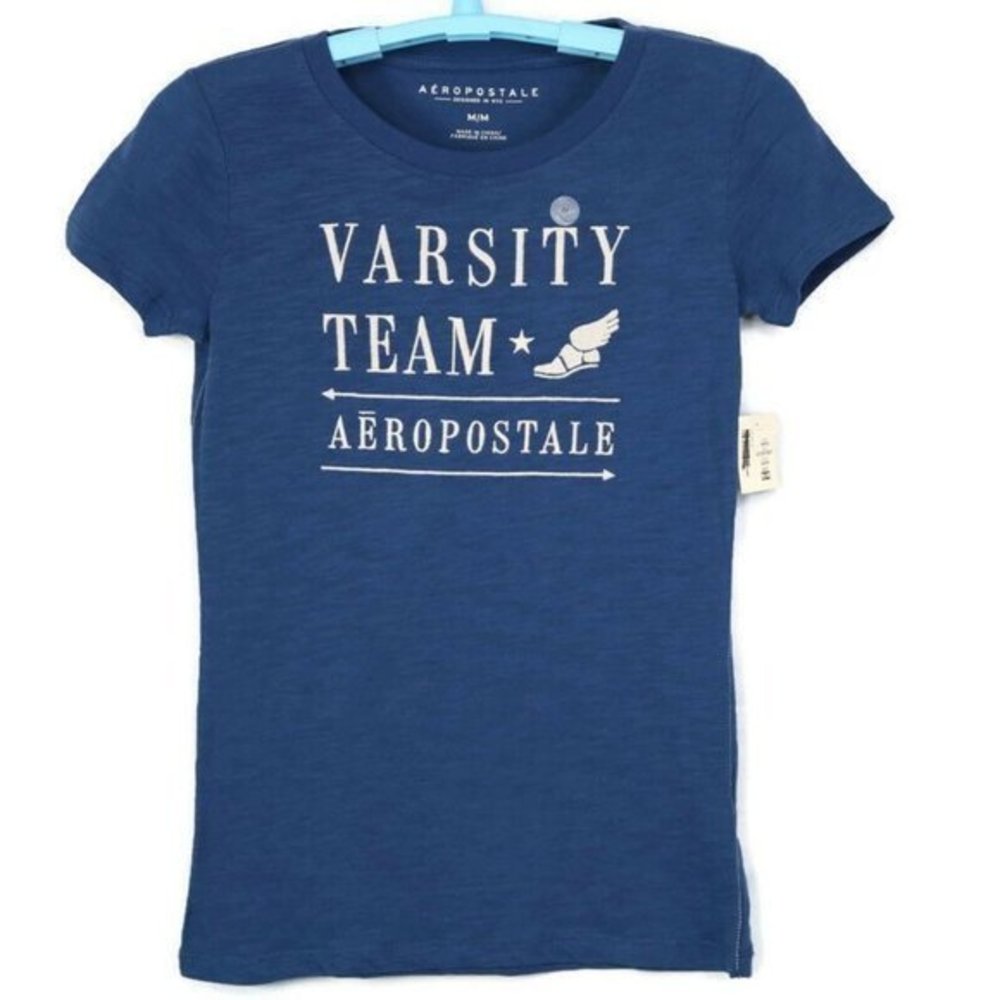 Aeropostale T-Shirt Shirt Blue Varsity‎ Team Track M Medium